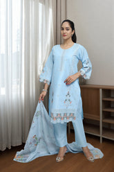 Premium 3-Piece Embroidered Cotton Suit – Soft Fabric with Boring Work | Naqshé
